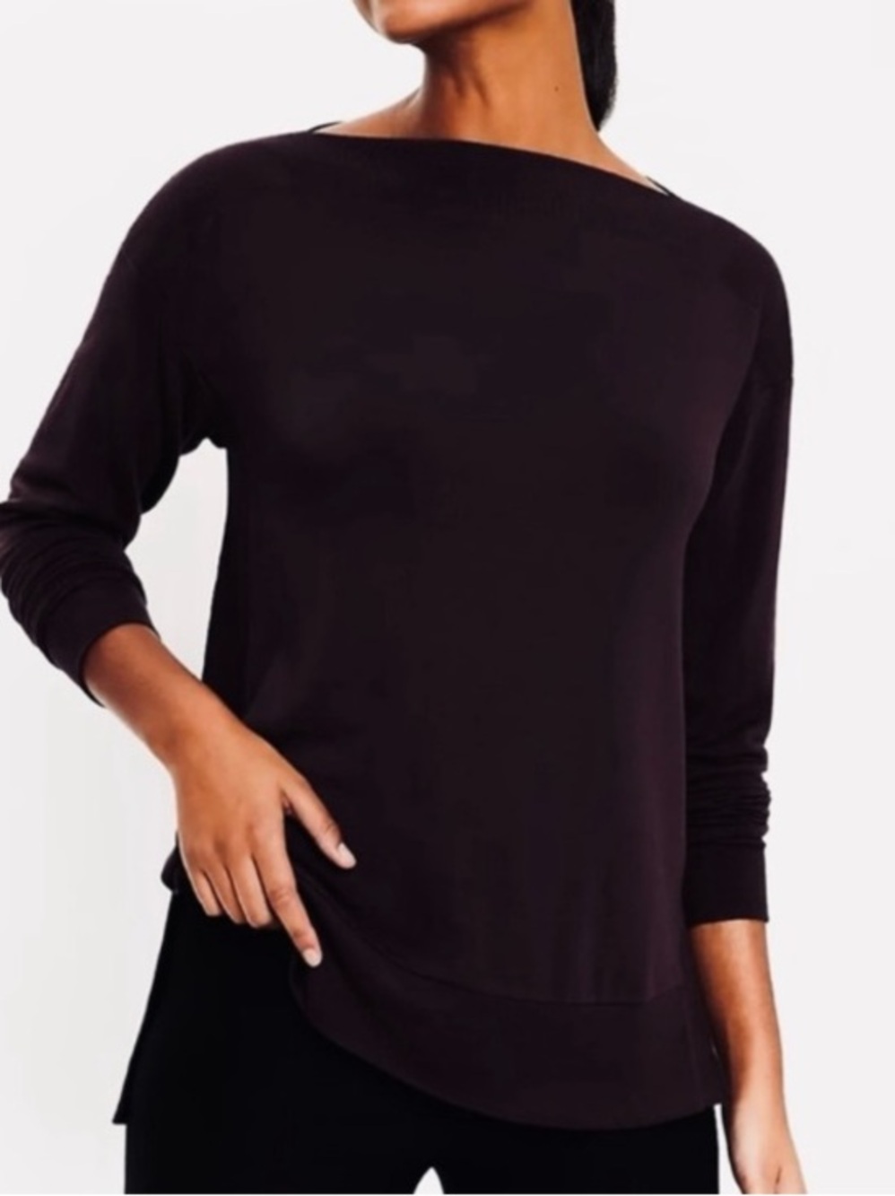 Lou & Grey Signature Soft stretch knit boat neck top black M